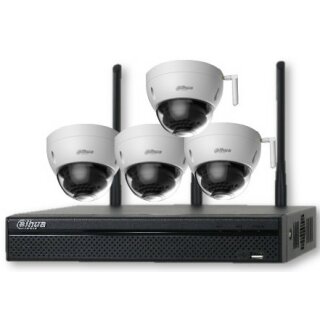 1.3MP IP Wlan Videoüberwachungs-Set 4 x IP-Mini-Dome-Kamera IPC-HDBW1120E-W-0360B, 1 x Netzwerkrekorder NVR4104HS-W-S2